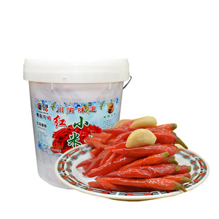 嚼昭泡红小米辣 36斤大桶装四川老坛朝天椒野山椒 泡红椒餐饮用