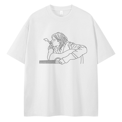 KurtCobain涅盘乐队nirvana美式休闲落肩宽松纯棉圆领摇滚短袖T恤