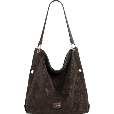 TOUTOU丝绒乌木色大容量托特包女