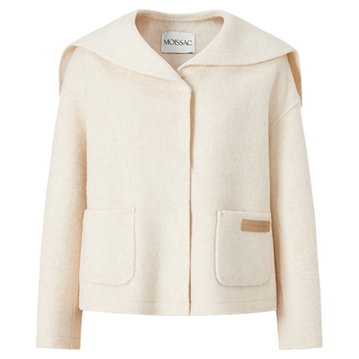 商场同款 摩萨克2026春新款绵羊毛学院风设计感翻领毛呢大衣女