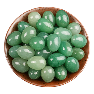 天然绿东陵玉滚石摆件砂金石鸡蛋形原石矿石标本海洋石把玩件水晶