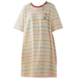 Gukoo/果壳睡裙女夏季HelloKitty联名新款纯棉条纹亲子家居服B