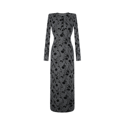 大婷婷复古长袖印花连衣裙秋冬季显瘦时尚女装收腰裙子DT1706