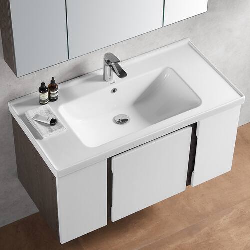 现代浴室柜组合卫生间陶瓷洗手台家用小户型简约浴室挂墙吊柜