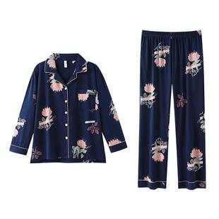 睡衣女士春秋款纯棉长袖秋季中年妈妈秋冬薄款女款秋冬家居服套装