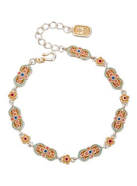 足银9999描金繁花似锦手链女