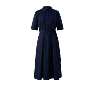 【100%棉】PRICH时尚复古衬衫式短袖连衣裙秋新款收腰A字裙女