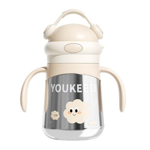 婴幼儿全钛保温杯儿童小月龄外出吸管杯奶瓶防喷呛300ml宝宝学饮