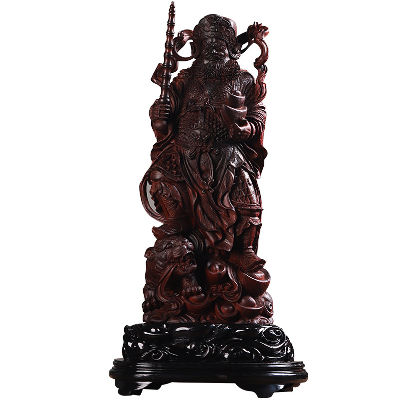 印度小叶紫檀木雕武财神摆件