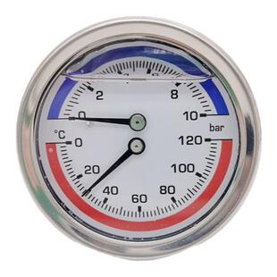 轴向Y60耐震温度压力一体表地暖用水压气压分水器压力表温压表