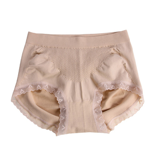 2条装贝莱娅无缝中腰收小腹提臀包臀甜美蕾丝边小平角内裤女短裤