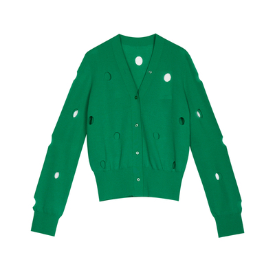 JNBY/江南布衣春秋季针织衫女短款开衫休闲时尚镂空简约通勤毛衫