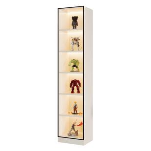 客厅电视背景墙侧边柜玻璃门展示柜窄书柜立柜酒柜实木陈列手办柜