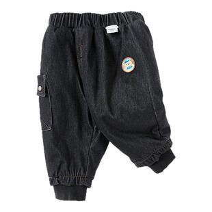 巴拉巴拉宝宝裤子男童长裤牛仔裤冬装时尚休闲裤罗纹脚口保暖童装