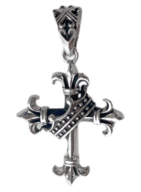 俏金族皇冠十字吊坠s925纯银C$H风格街头朋克时尚潮流复古个性新