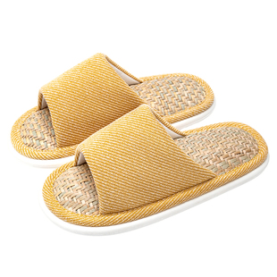 亚麻拖鞋女款夏季室内家居防滑静音四季编织棉麻布马兰草拖鞋男士