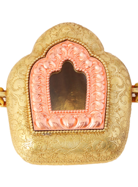 亚青新款铜嘎乌盒吊坠挂件可装藏随身携带藏式密宗黄铜红铜银色