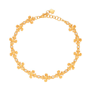 【商场同款】莱绅通灵珠宝传世金1855鸢尾花 足金黄金钻石手链