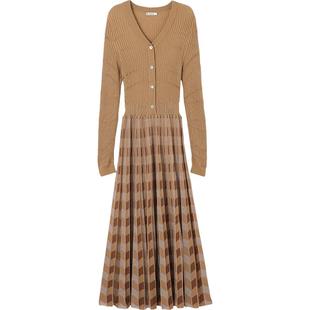 【播奥莱】播商场同款倪妮同款美拉德春秋拼接连衣裙女BDQ3LD0421