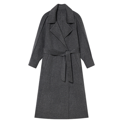 Goodland美地法式气质翻领羊毛羊绒大衣外套女长款LC34580170/1