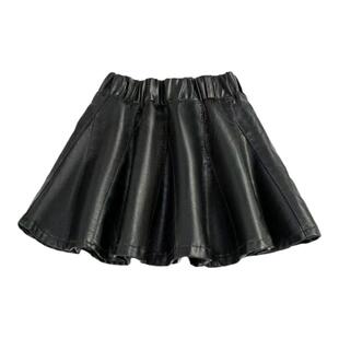 女童小皮裙百褶半身裙秋冬2025韩版洋气裙子宝宝百搭短裙小中大童