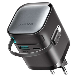 65W带拉伸线欧规充电器氮化镓快充欧标插头2圆脚USBA+C Typec伸缩线多用手机电脑旅行适配器韩国德国欧盟国家