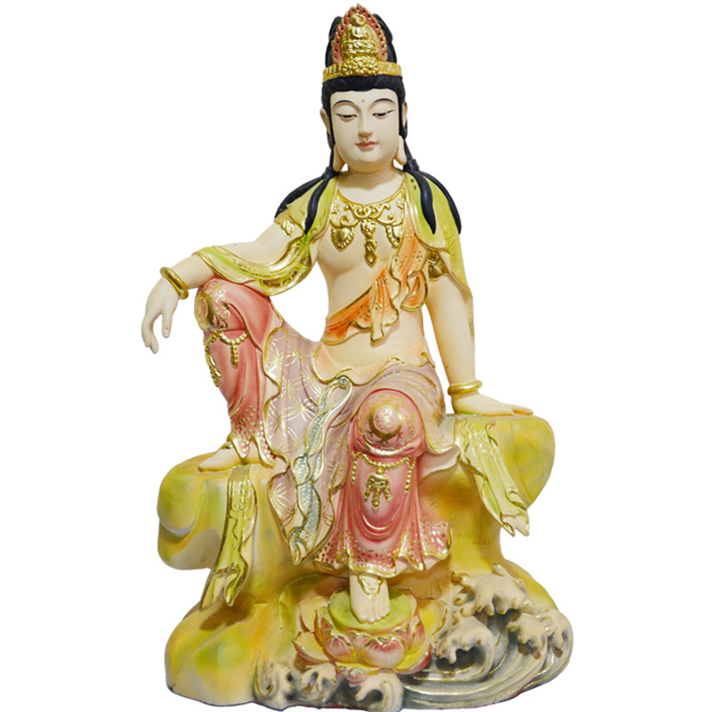 自在观音木雕佛像禅意观音家居家用客厅工艺品摆件 圣造