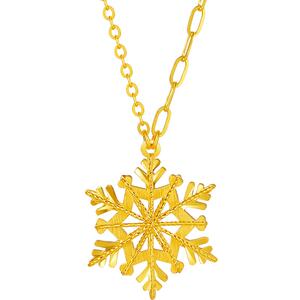 周六福5G黄金项链女计价足金雪花颈饰在逃公主系列送女友礼物