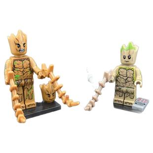 中国积木漫威银河护卫队3人仔格鲁特火箭浣熊星爵儿童积木玩具