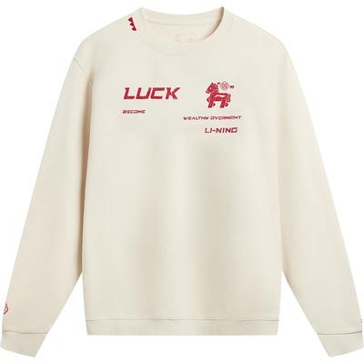 李宁圆领男女同款套头无帽卫衣