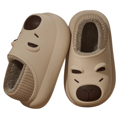 卡皮巴拉儿童棉拖鞋男女童冬包跟