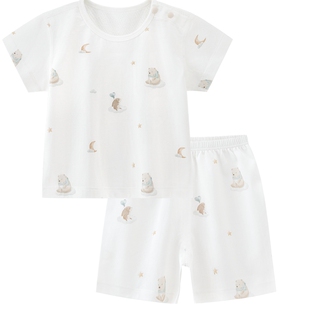 乖奇熊婴儿短袖短裤分体套装夏季薄款宝宝纯棉居家衣服裤子两件套