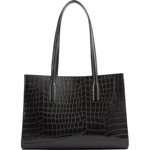 LK BENNETT黑色鳄鱼纹手提包2025年新款简约真皮通勤大容量托特包