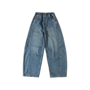 女童裤子春秋新款儿童女孩弯刀牛仔裤女大童春装季休闲长裤初中生