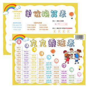 当当网正版 小学九九乘法口诀表+单位换算表二年级99乘法口诀幼小衔接数学习手卡片二年级同步训练乘法口诀背诵神器