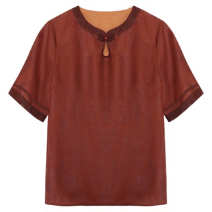 萧娘【佳人醉】提花透孔罗红云纱上衣桑蚕丝国风新中式上衣5076