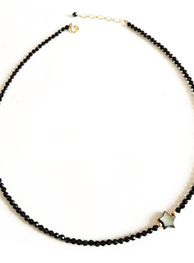 14k包金天然黑色星星女夏ins颈链