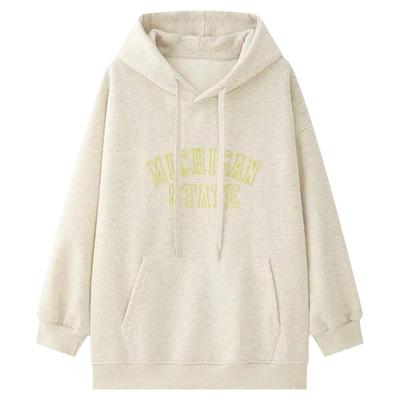 卢浮冬季新款美式潮酷风字母印花连帽卫衣休闲舒适宽松上衣女