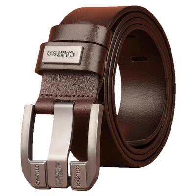 卡帝乐鳄鱼男青年休闲皮带纯牛皮