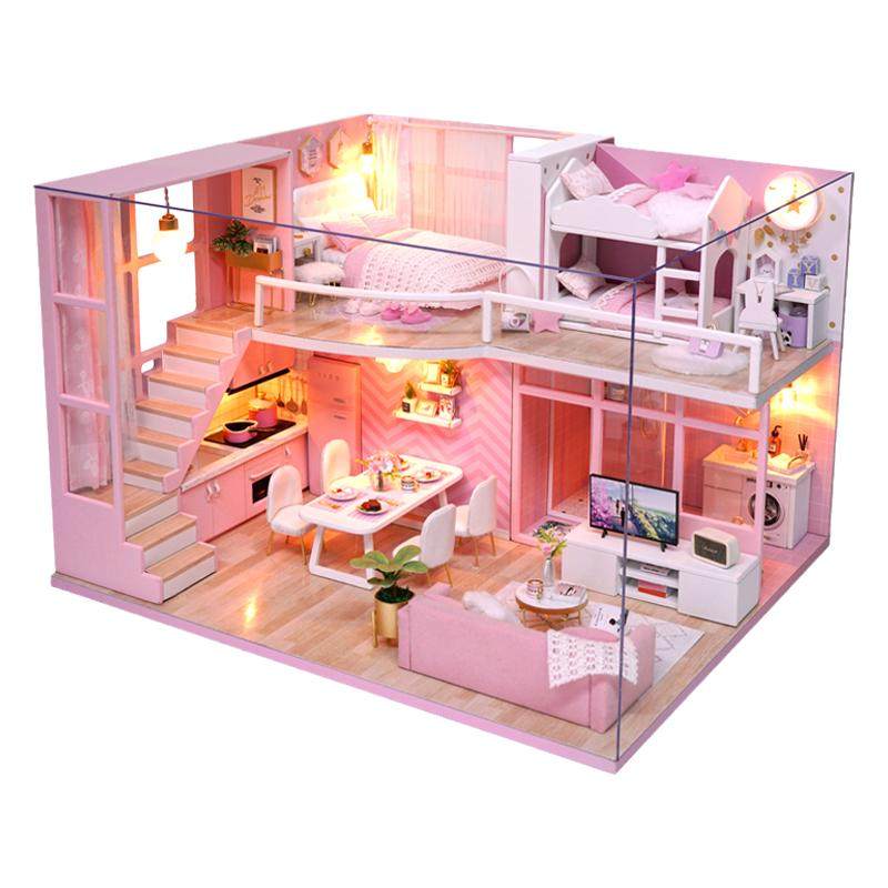 diy小屋手工制作迷你公主小房子模型阁楼拼装别墅玩具生日礼物女