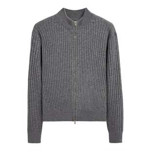 【匠心工艺】减龄修身显瘦纯山羊绒女式抽条双拉链立领开衫