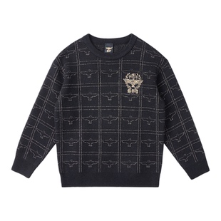 BOY童装2025秋冬新款毛衣圆领套头黑白色基础款针织衫中大童男女