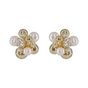 爆闪仿珍珠花球耳钉轻奢高级感小众设计独特漂亮耳饰2025新款爆款