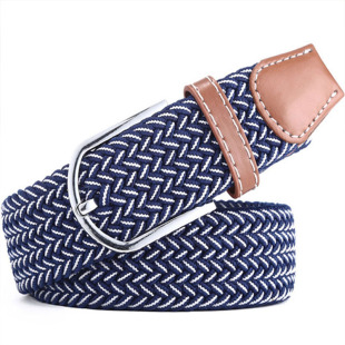 韩国chic帆布男女简约通用编织弹力松紧腰带休闲学生军训针扣皮带