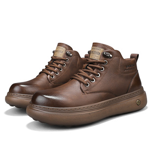 意尔康马丁靴男2026新款春秋冬季加绒棉男士中帮皮鞋爆款休闲板鞋