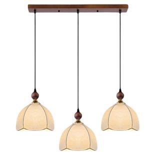 新款中古风餐厅吊灯三头圆盘卧室布艺走廊过道书房高级感单头吊灯