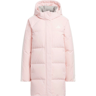 adidas阿迪达斯女子运动训练保暖连帽中长款羽绒服外套KC2484