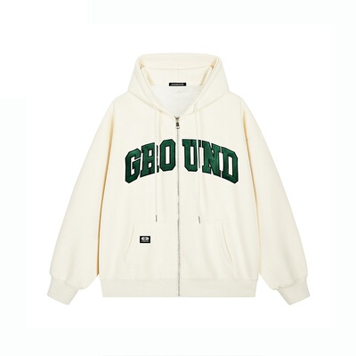 itGROUNDZERO2025秋冬国潮牌情侣款Logo印花长袖连帽卫衣上衣