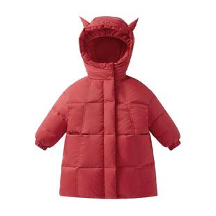 [三防抑菌石墨烯]女童冬季羽绒服儿童中长款红色衣服男童冬装外套