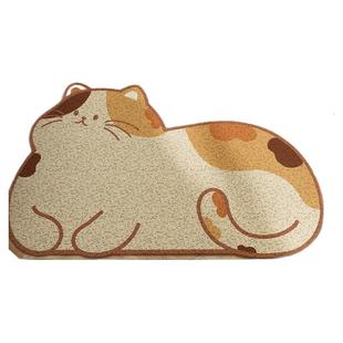 卡通风猫咪图案入户门地垫玄关防滑耐脏易清洗地垫可裁剪丝圈地垫